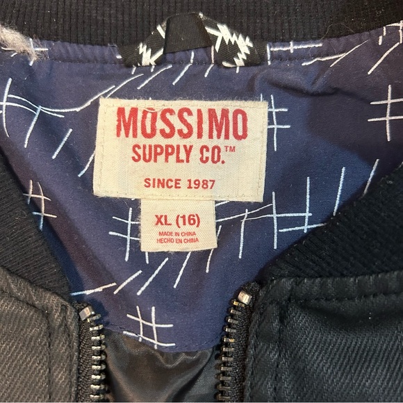 Mossimo Young Adult Jean Jacket Lined Zip Pockets Bomber Flight Black Sz XL (16) - Picture 5 of 9